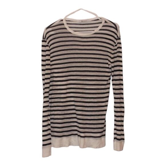Alexander Wang Black & White Striped Long Sleeve Round Neck Blouse Women's SZ S - Picture 5 of 11